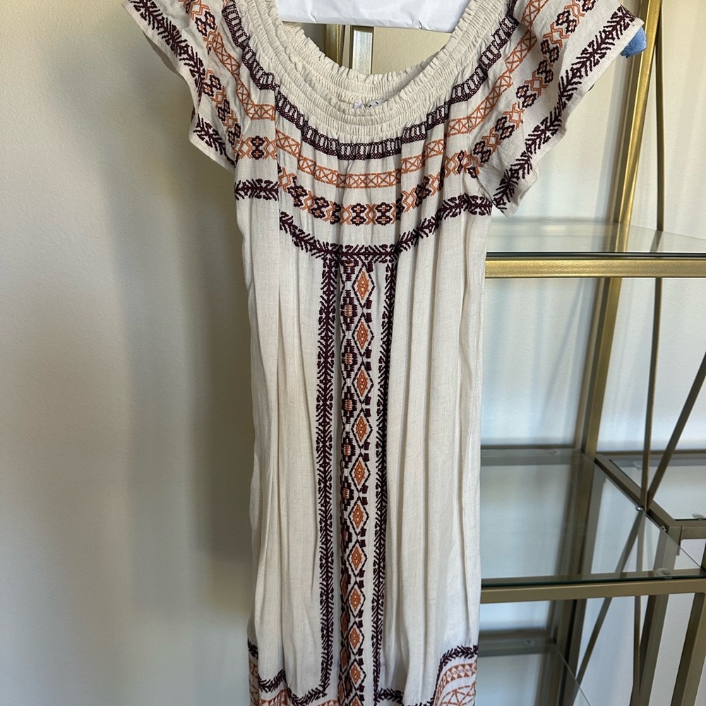 THML White Dress with Orange and Black Embroidery